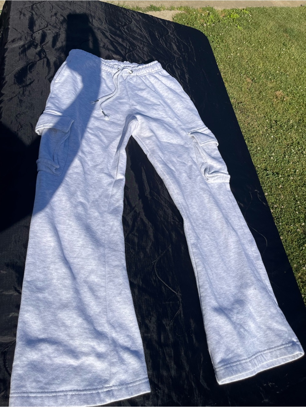 Light Gray Women's Cargo Joggers with Drawstring Waist